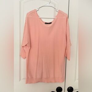 7th Avenue Design 3/4 Sleeve Light Pink Top